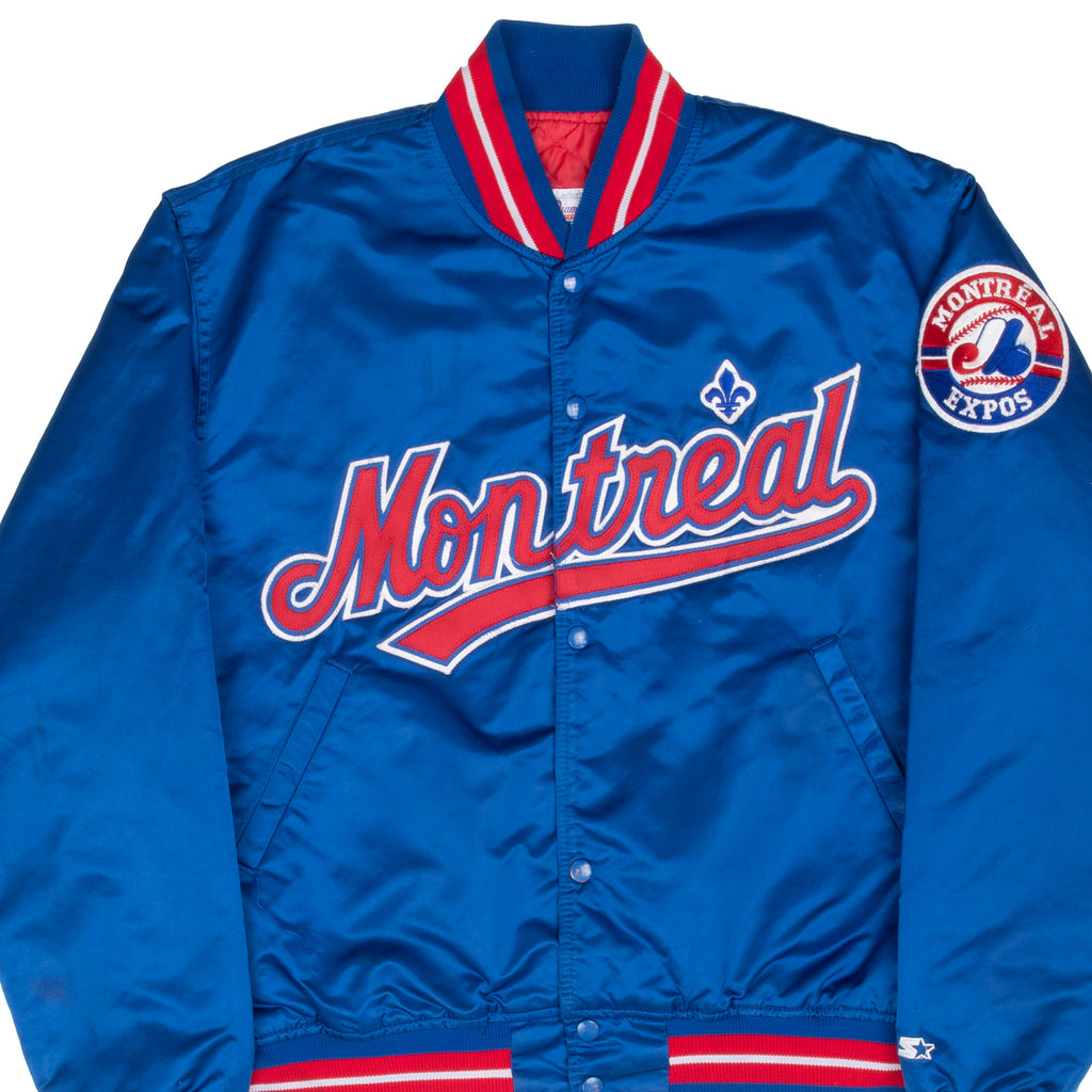 Vintage Mlb Montreal Expos Starter Satin Bomber Jacket 1990S Size XL Made In Usa