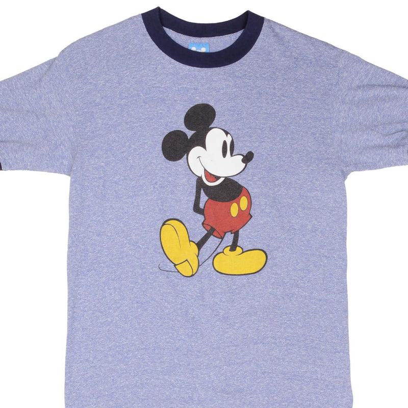 Vintage Blue Disney Mickey Mouse 1990S Tee Shirt Size Small With Single Stitch Hem