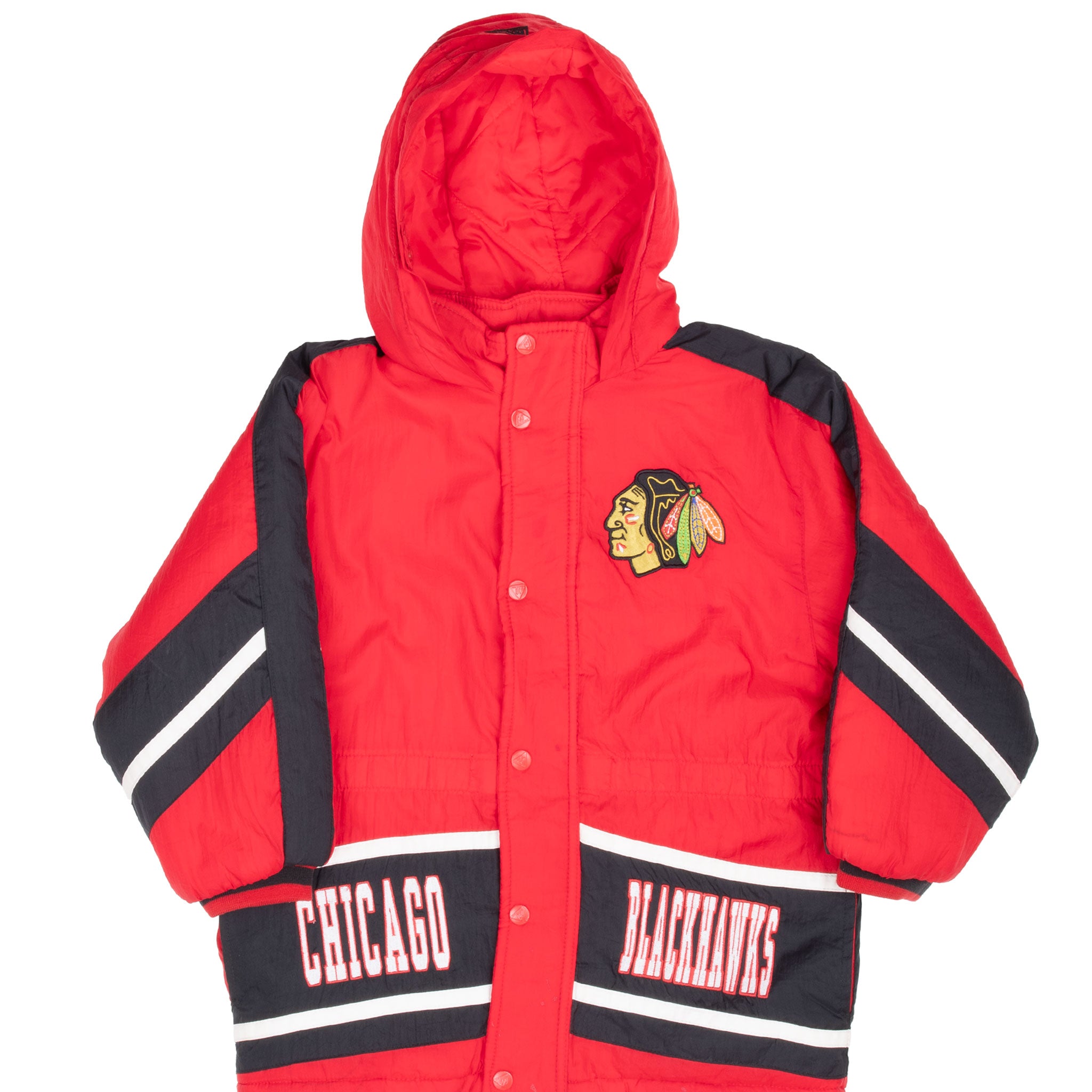Vintage Nhl Chicago Blackhawk Heavy Windbreaker Jacket 1990S Size 7 Years