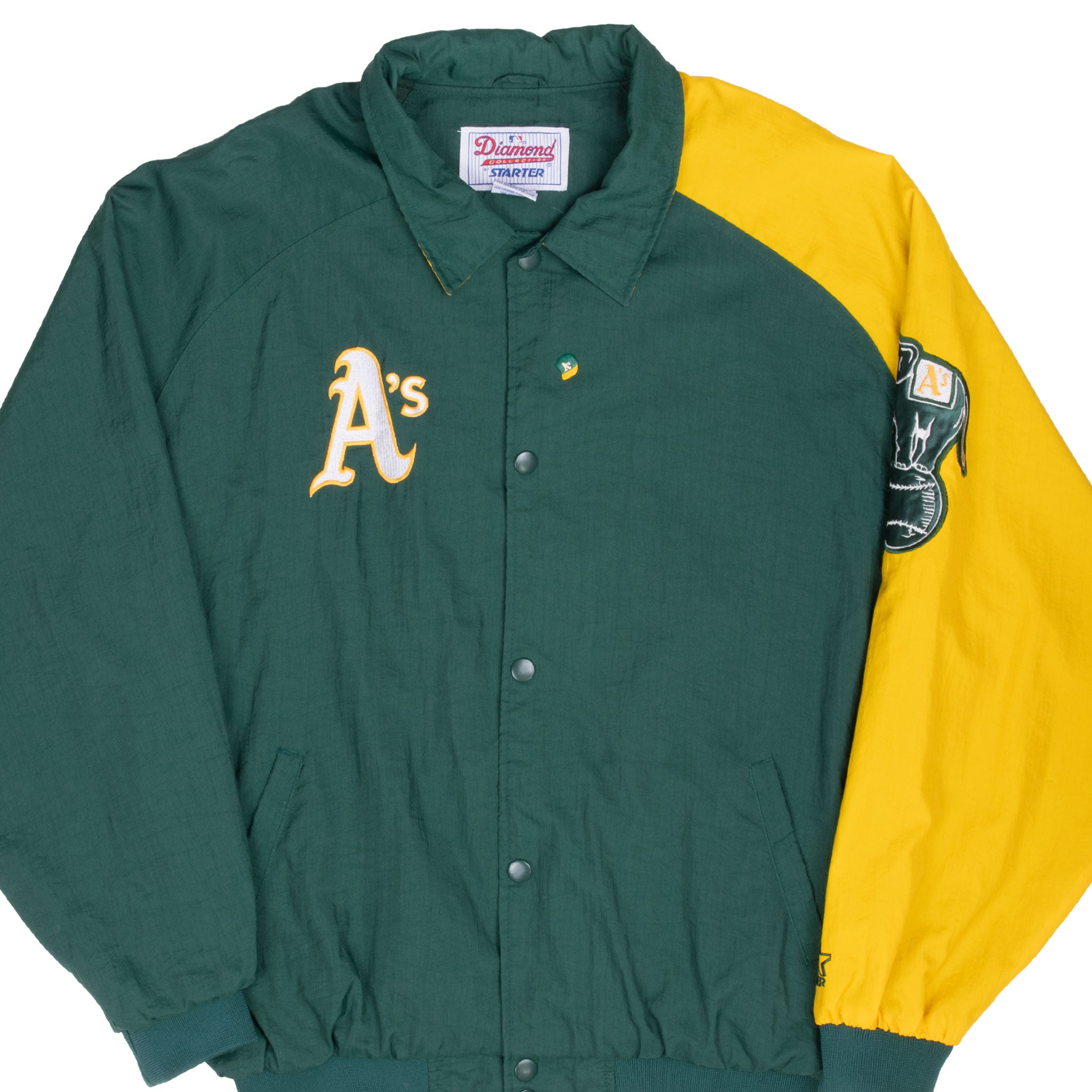 VINTAGE STARTER MLB OAKLAND ATHLETICS GREEN WINDBREAKER JACKET 1990S SIZE XL