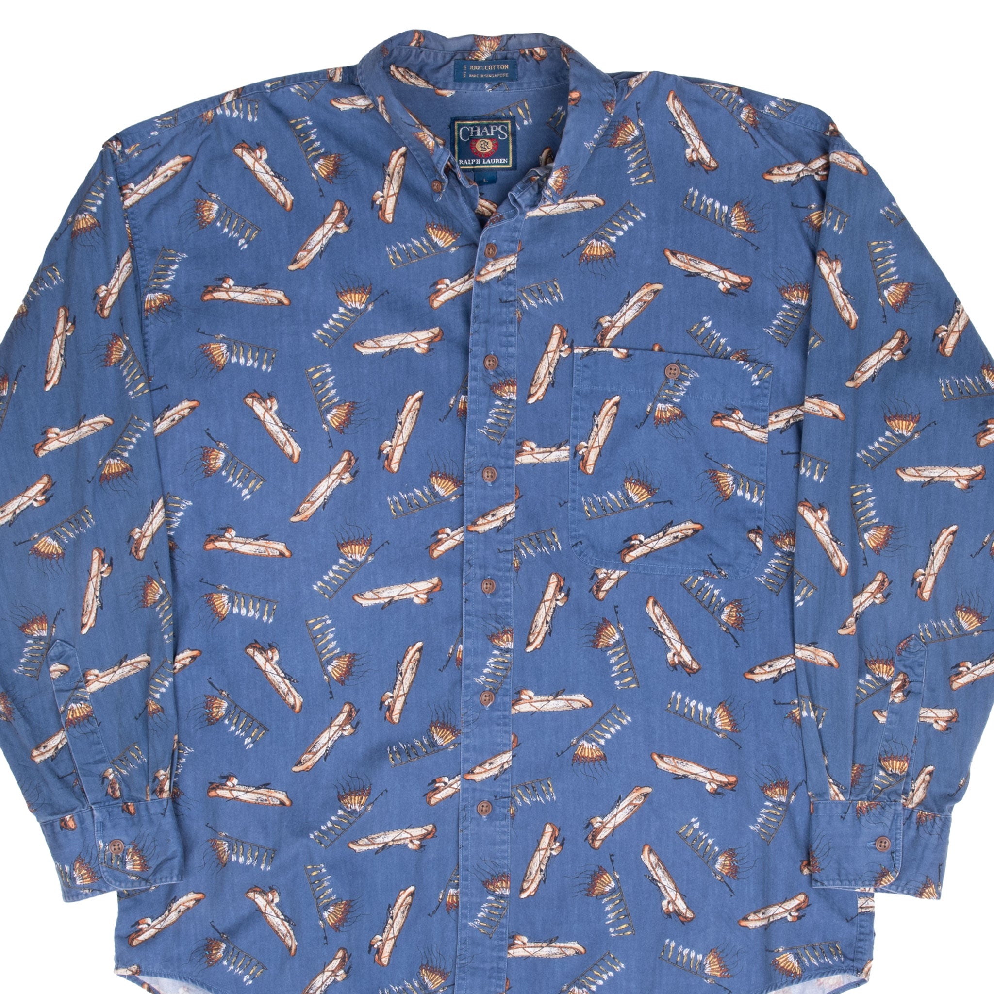 Vintage Chaps Ralph Lauren Indian Pattern Pocket shirt 1990S Size Large