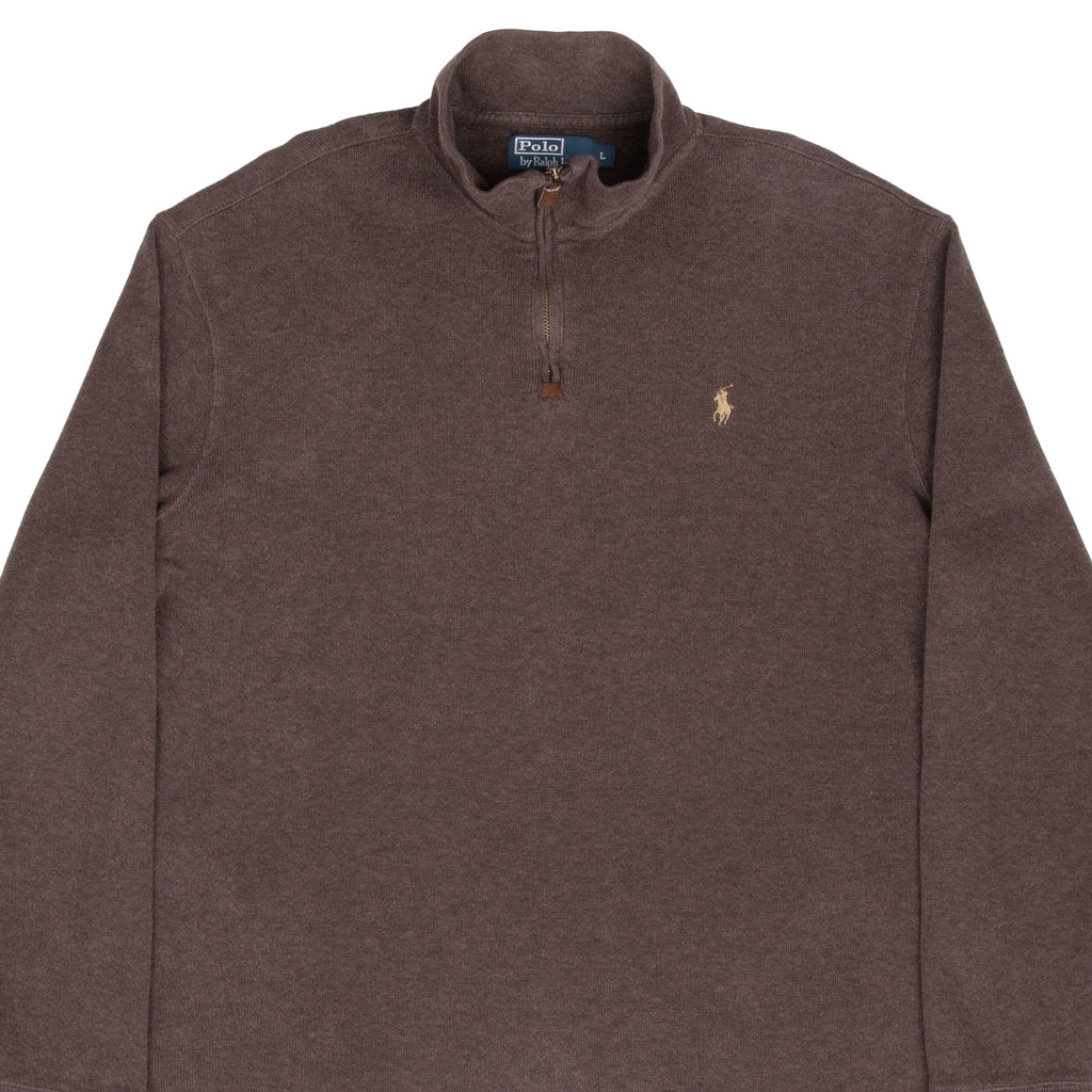 Vintage Polo Ralph Lauren Brown Quarter Zip Sweatshirt Size Large 1990S
