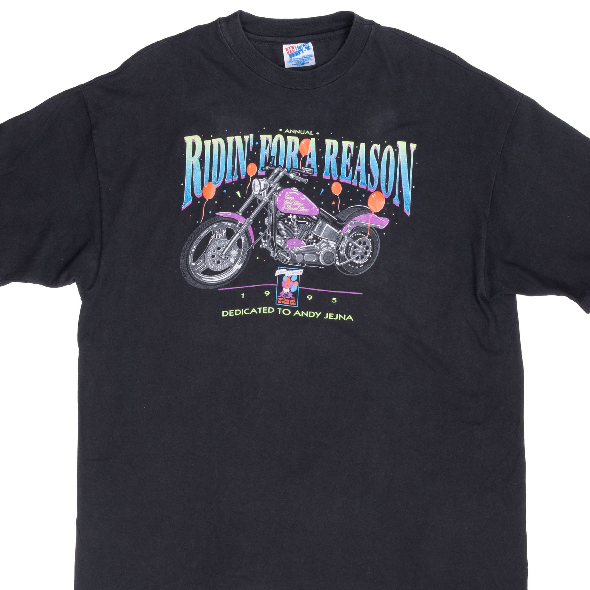 Vintage Riding For A Reason Harv's Biker Tee Shirt 1995 Size XL Made In Usa With Single Stitch Sleeves