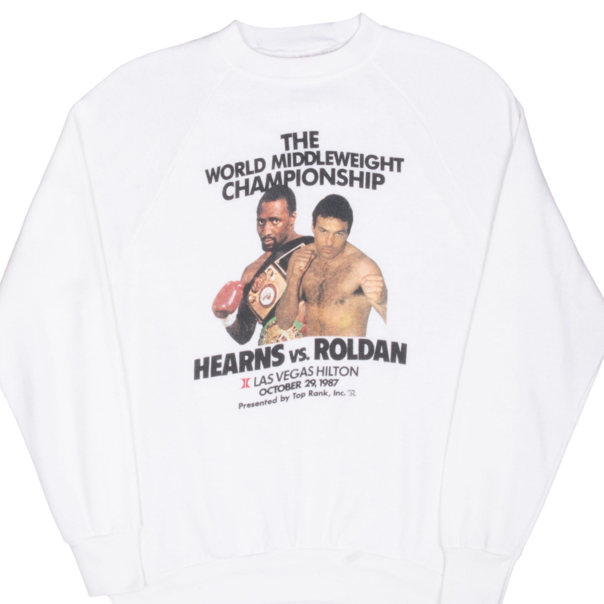 VINTAGE HEARNS VS ROLDAN WORLD BOXING CHAMPIONSHIP VEGAS SWEATSHIRT 1987 LARGE