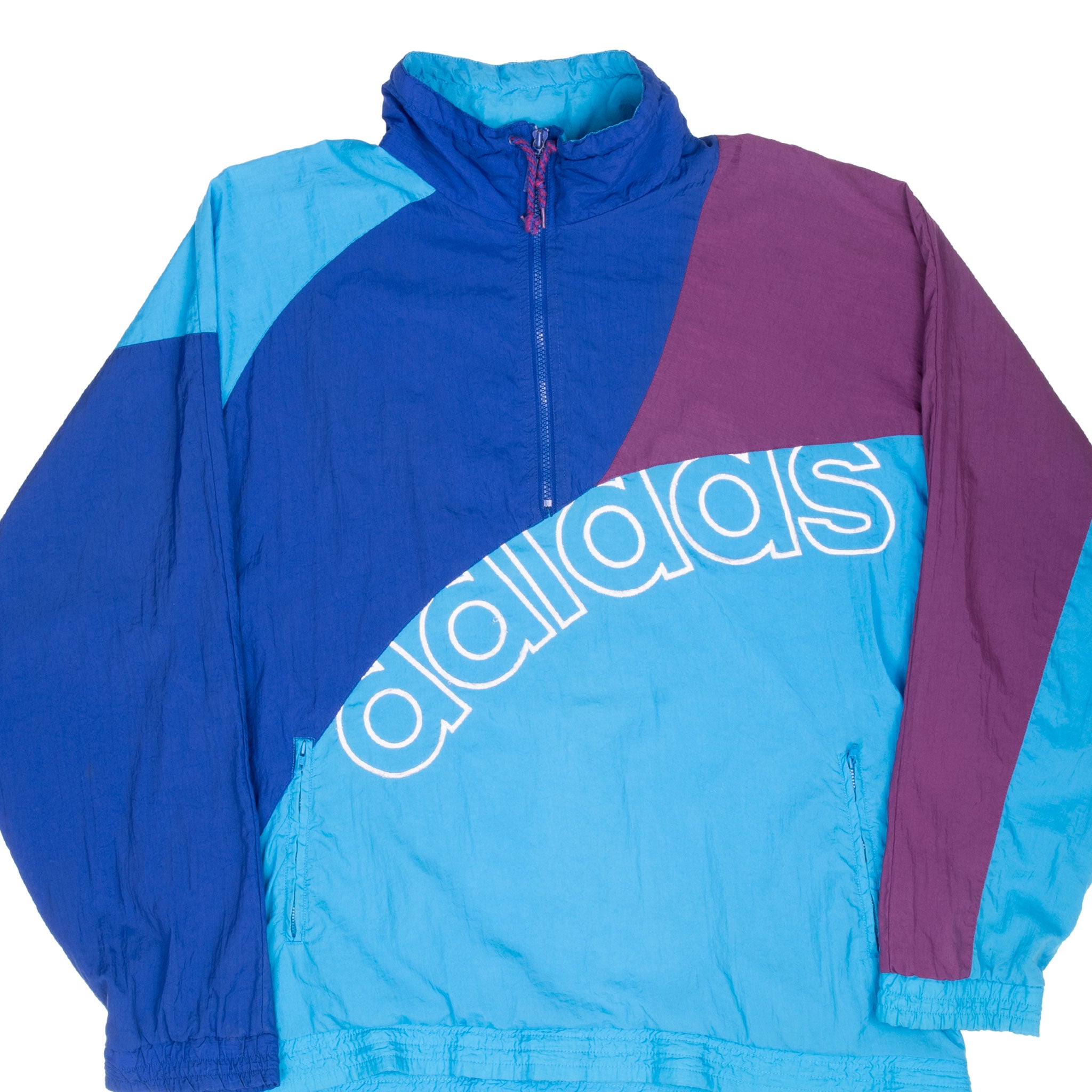 Vintage Adidas Pullover Blue Windbreaker Jacket 1990S Size Large