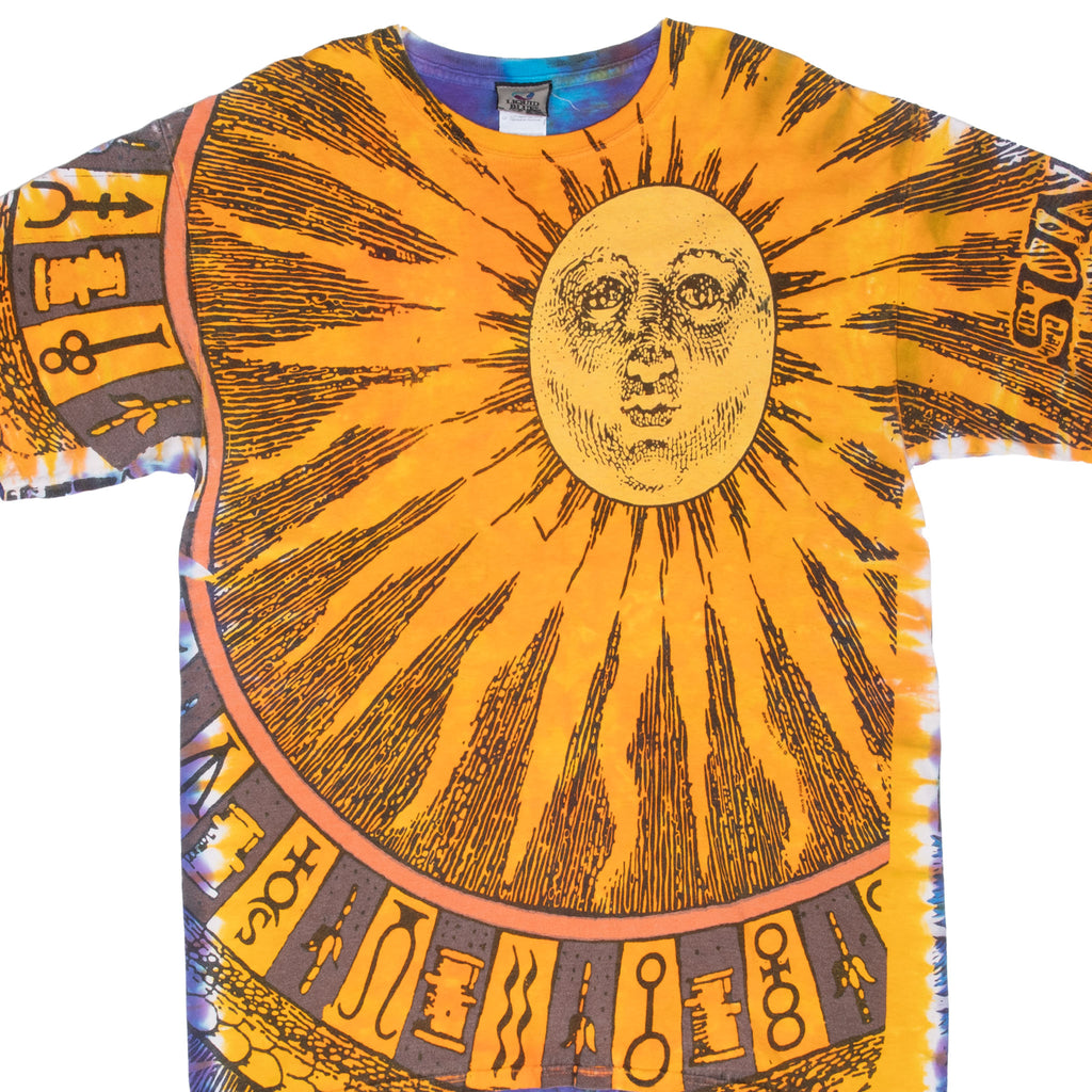 Vintage Sun And Moon Tie Dye Liquid Blue 1990S Tee Shirt Size Large