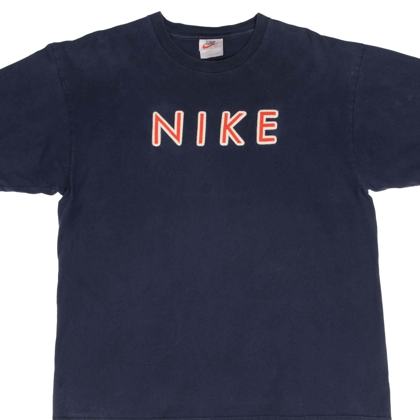 Vintage Nike Navy Blue Spellout Embroidered Tee Shirt 1990S Size Large
