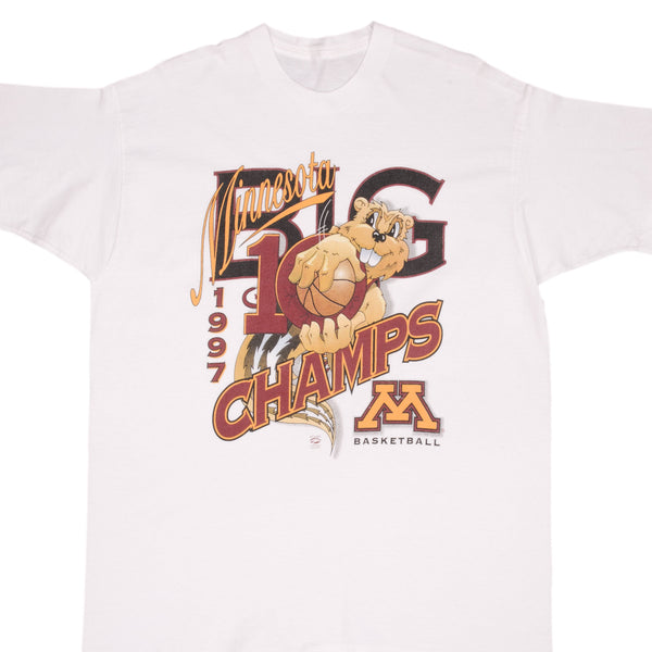 Vintage Ncaa Minnesota Golden Gothers Basketball Champs 1997 Tee Shirt Size XL With Single Stitch Sleeves