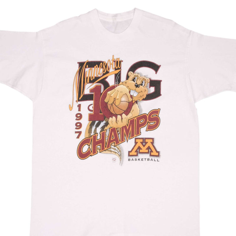 Vintage Ncaa Minnesota Golden Gothers Basketball Champs 1997 Tee Shirt Size XL With Single Stitch Sleeves