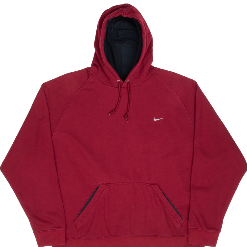 Vintage Nike Classic Swoosh Red Burgundy Sweatshirt 2000S Size 2XL