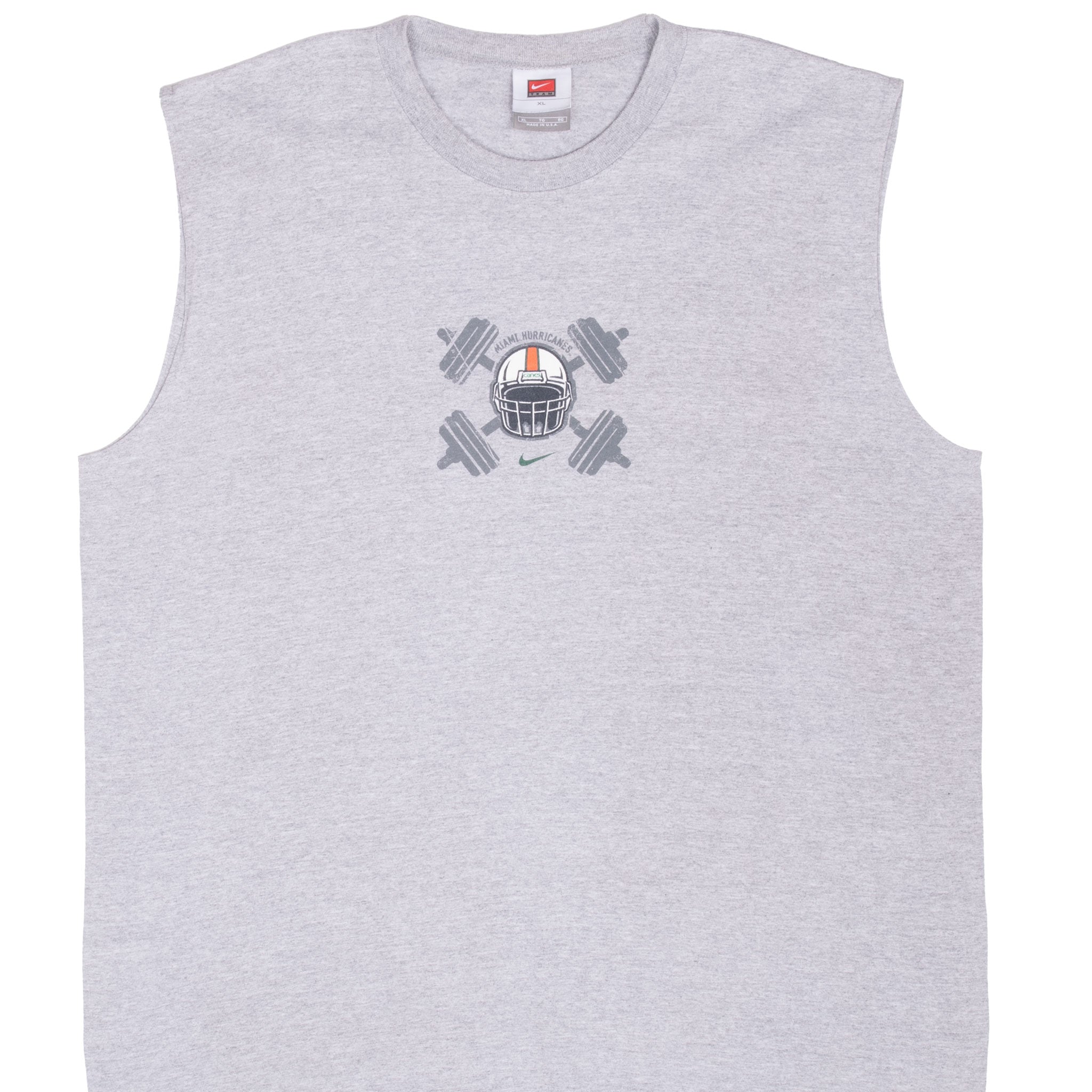 Vintage Nike Ncaa Miami Hurricanes Tank Top Tee Shirt 2000S Size XL Made In Usa