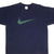 Vintage Nike Big Green Swoosh Navy Blue Tee Shirt Late 1990s Size XL Made In USA.