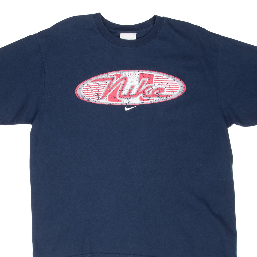 Vintage Nike Spellout Navy Blue Tee Shirt 2000S Size Large