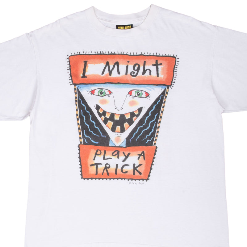 VINTAGE FRED BABB I MIGHT PLAY A TRICK ART TEE SHIRT 1990S XL MADE IN USA