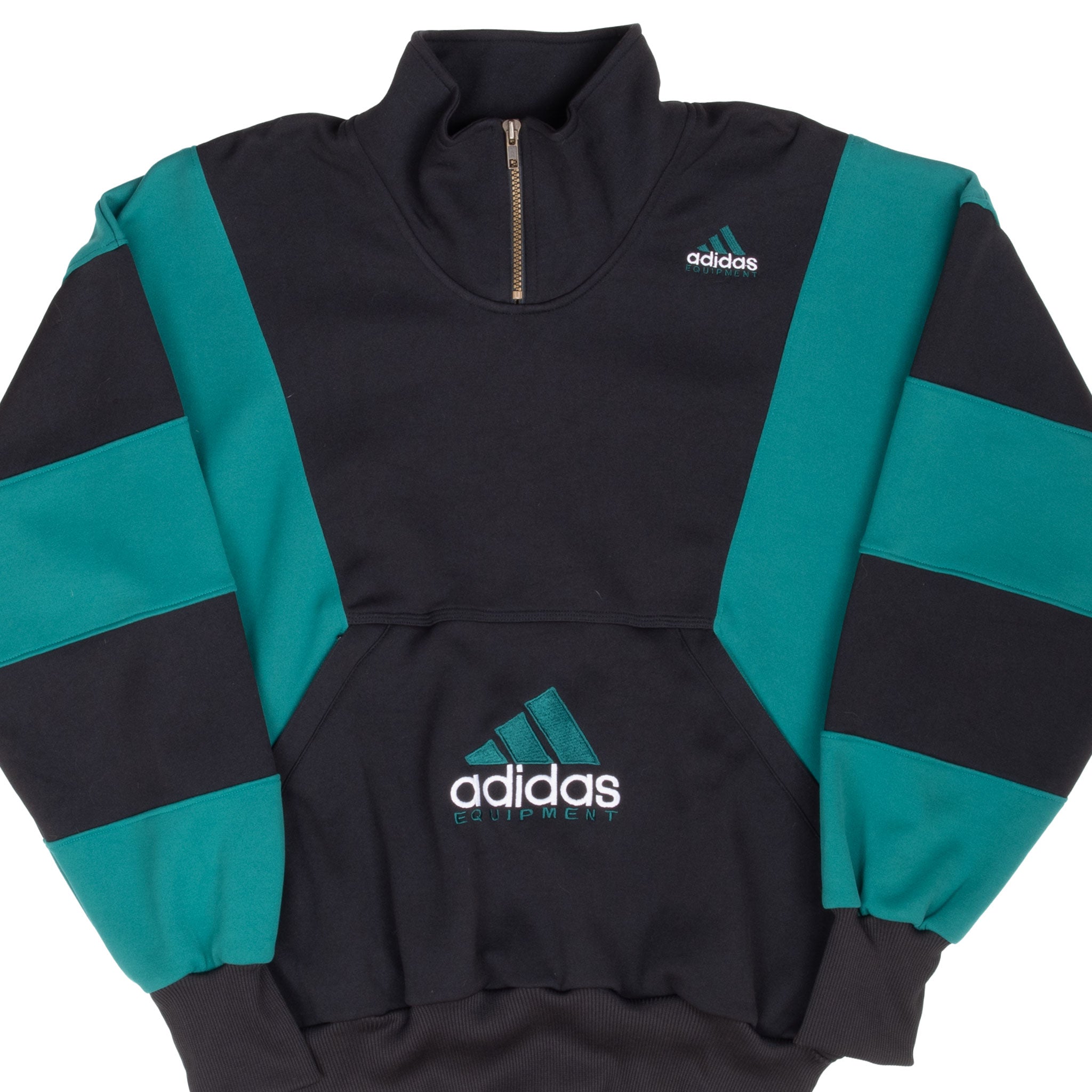 Vintage Adidas Equipment Black And Green Pullover Track Jacket 1990S Size Small