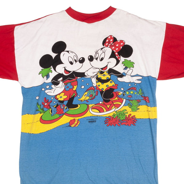Vintage Walt Disnet Company Mickey And Minnie Mouse Under Water 1990S Tee Shirt Size XL