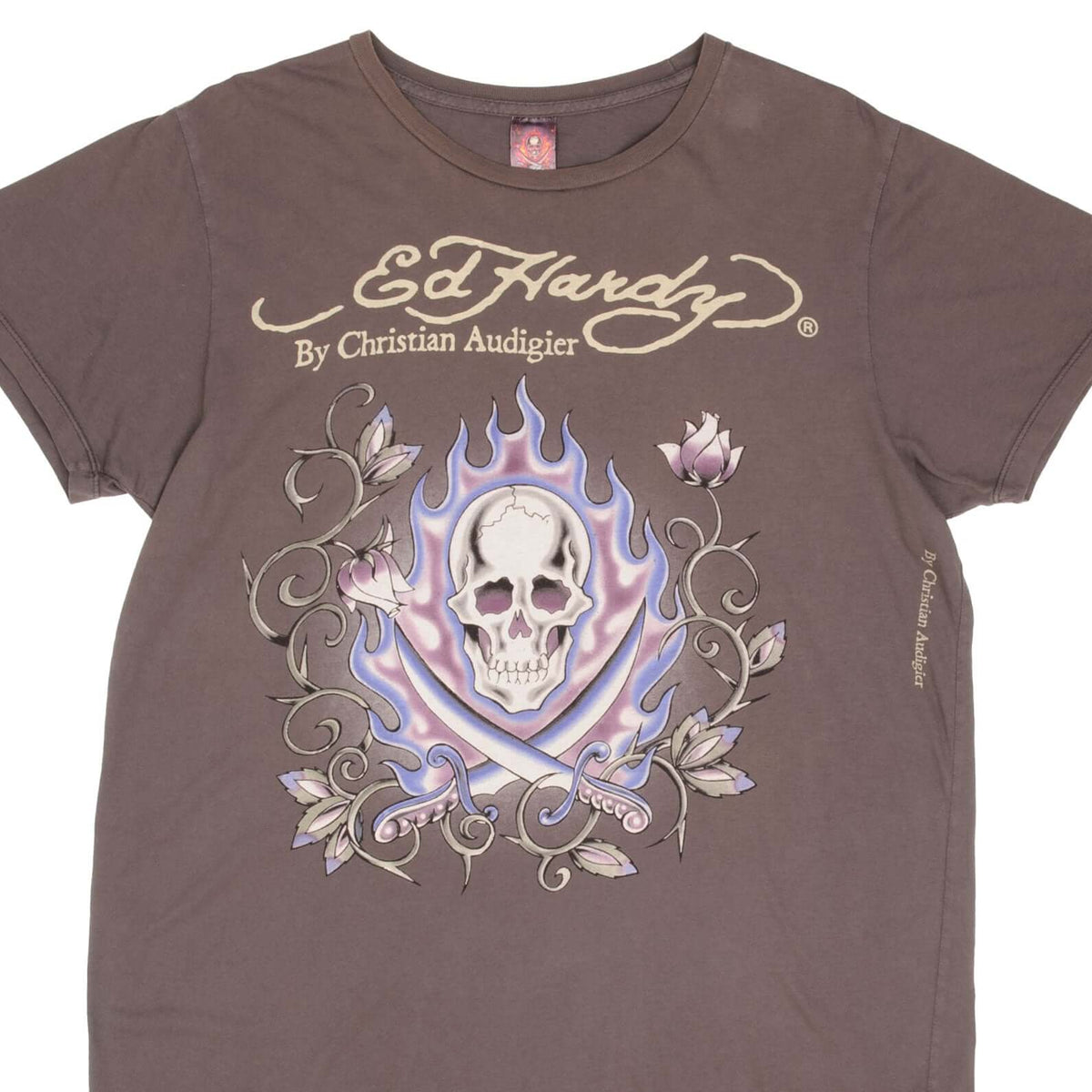 VINTAGE ED HARDY SKULL AND ROSES TEE SHIRT 2000S SIZE XL MADE IN USA