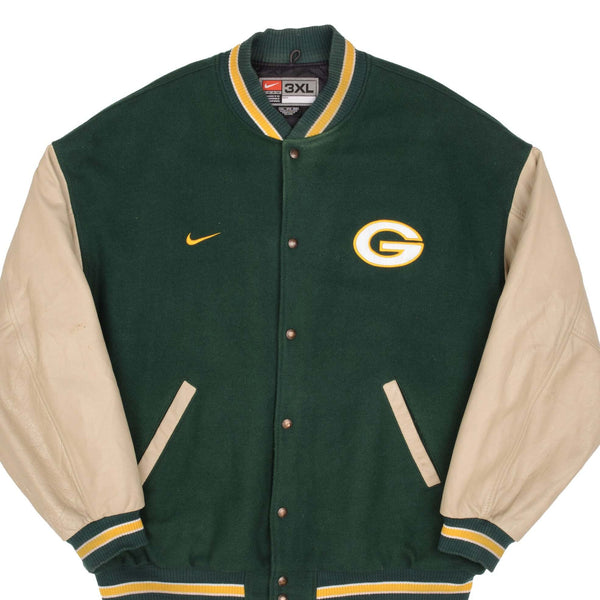 復古耐吉 NFL 綠灣包裝工隊校隊夾克尺寸 3XL 2000S