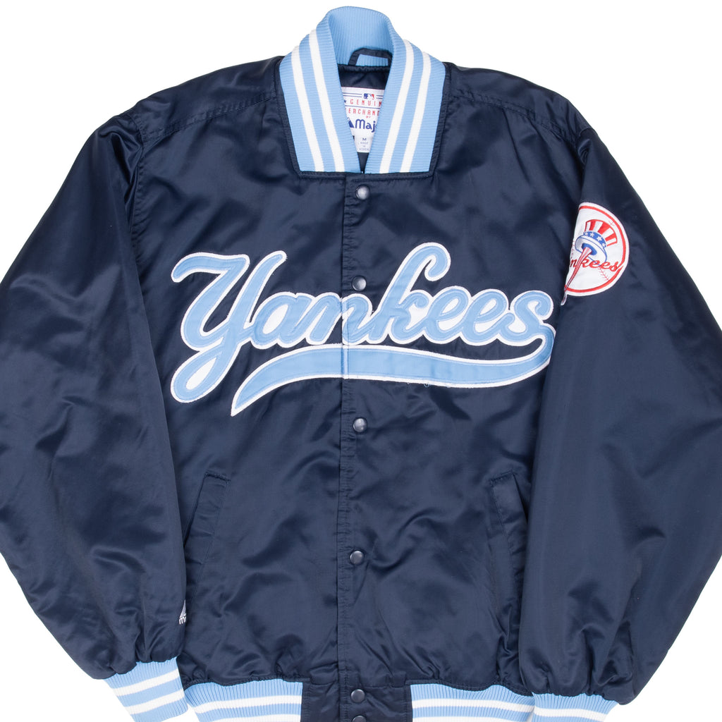 Vintage Mlb New York Yankees 1990S Majestic Bomber Satin Jacket Size Medium