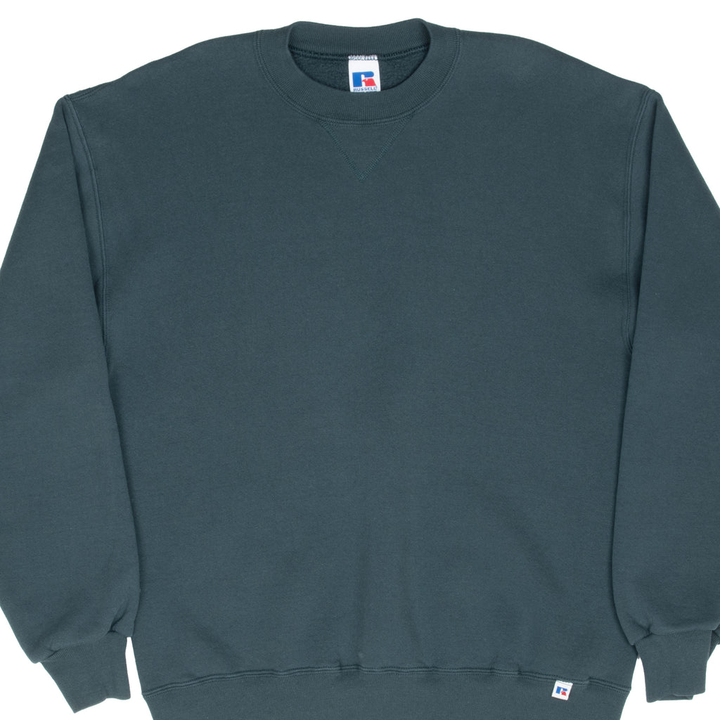 Vintage Russell Athletic Blank Pine Green Sweatshirt 1990S Size Large Made In Usa