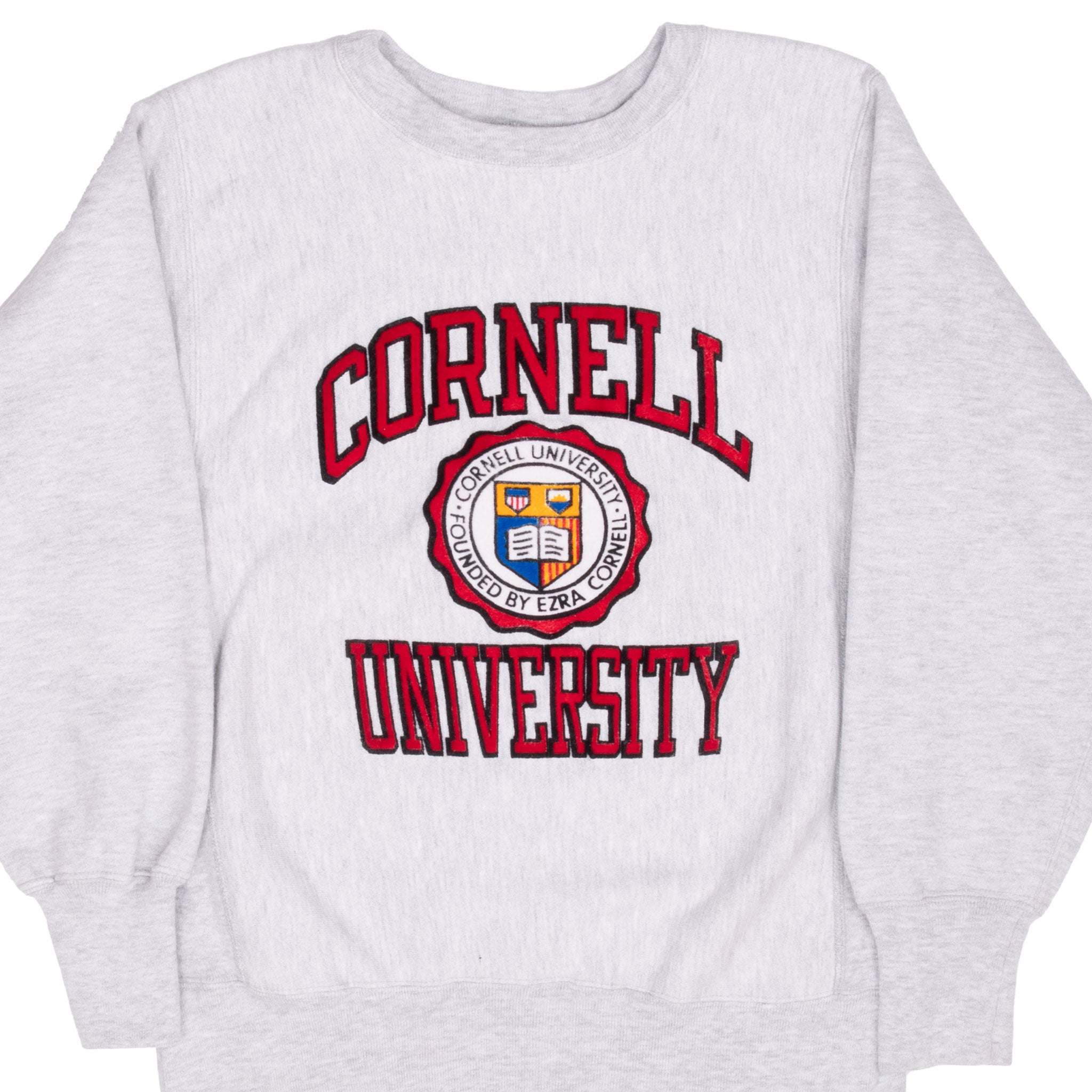 Vintage Champion Reverse Weave Cornell University Grey Sweatshirt 1980S Size Small Made In Usa