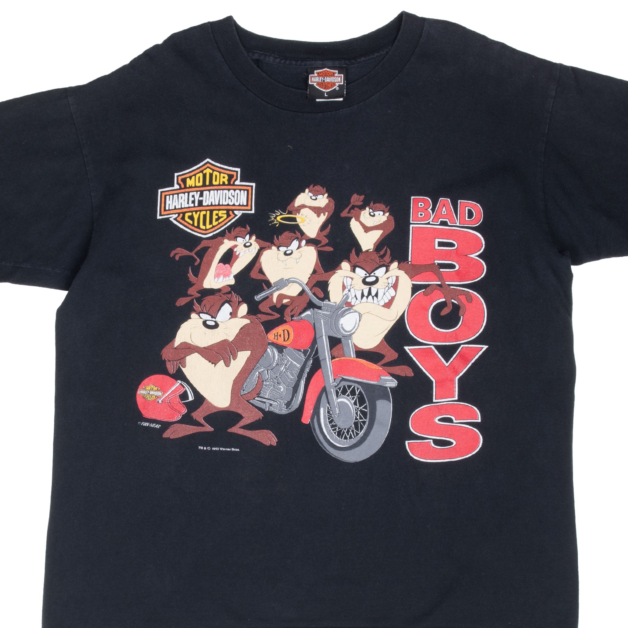 VINTAGE HARLEY DAVIDSON LOONEY TUNES TAZ BIKER TEE SHIRT 1993 LARGE MADE IN USA