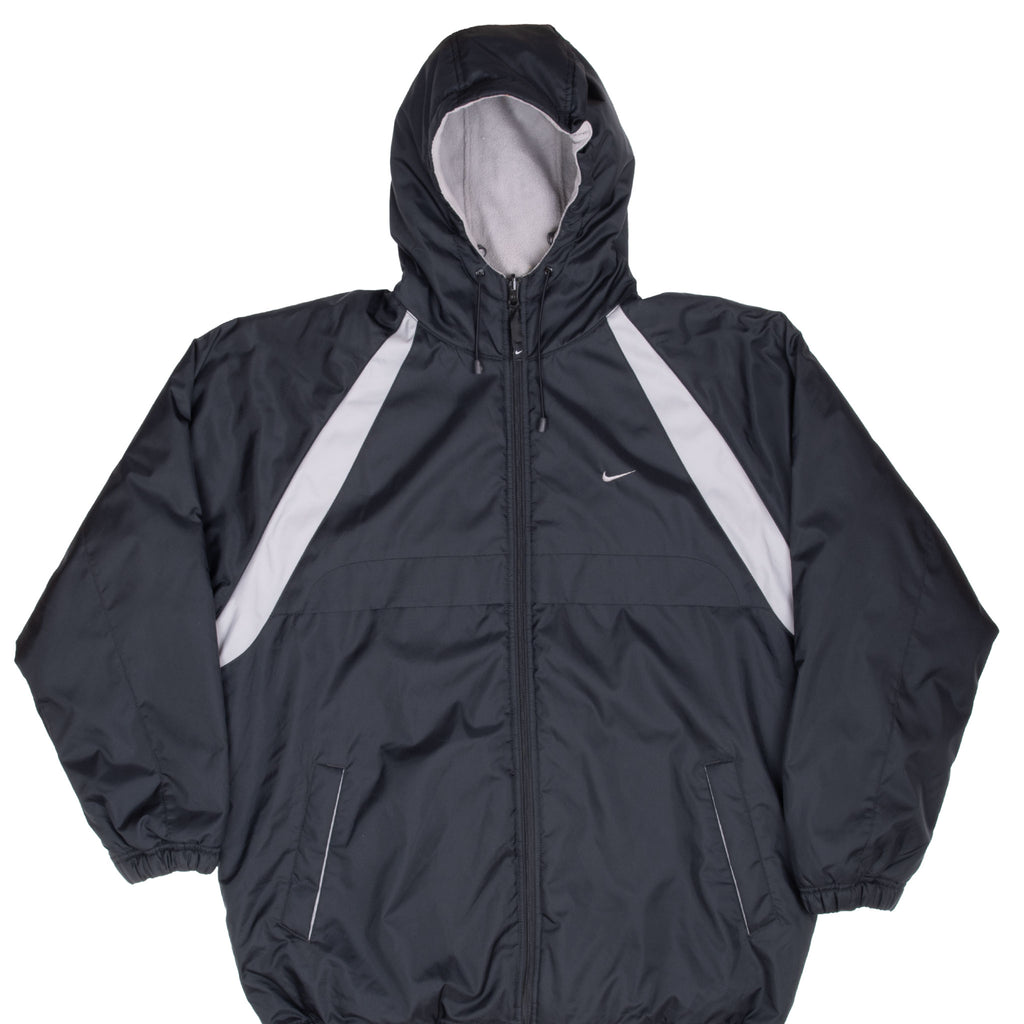 Vintage Nike Swoosh Black Hooded Reversible Windbreaker Jacket 2000S Size Large