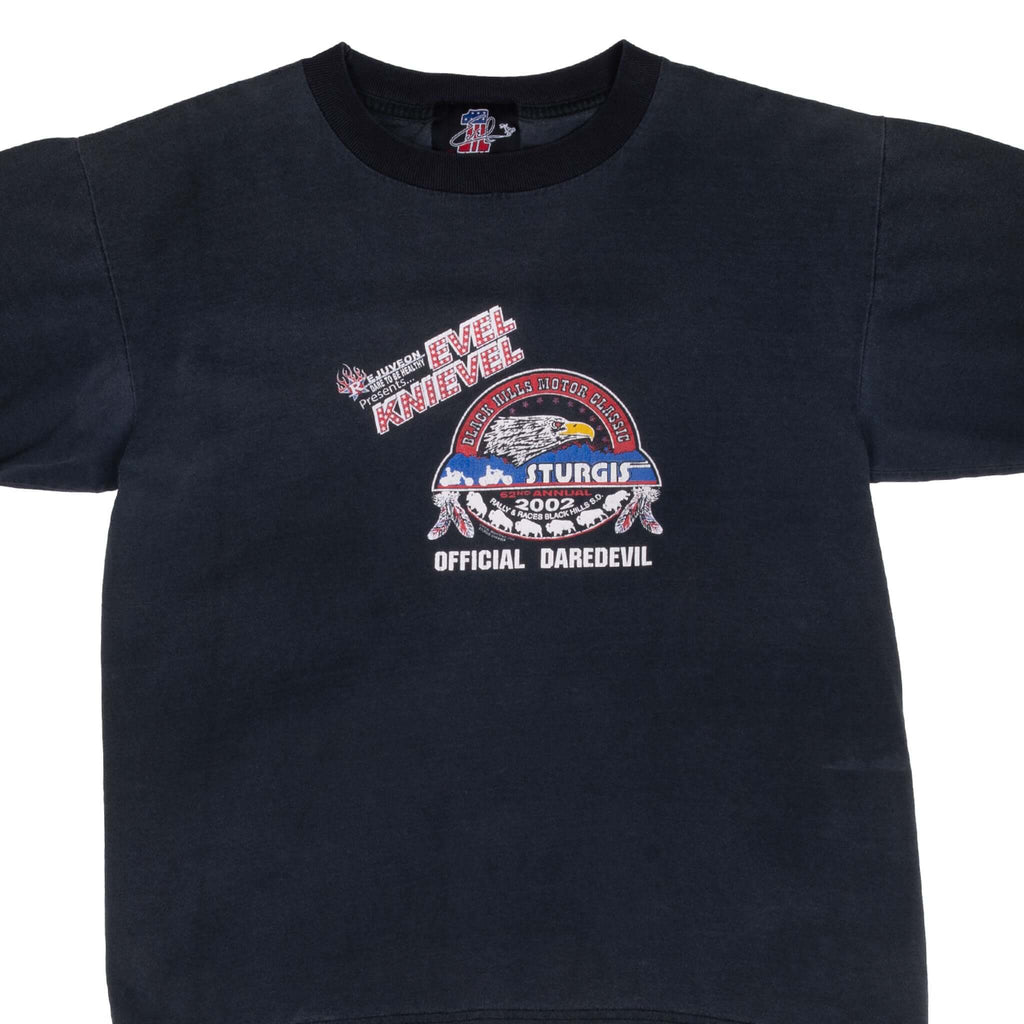 Vintage Biker Sturgis Rally Evel Knievel 2002 Tee Shirt Size Medium Made In Usa