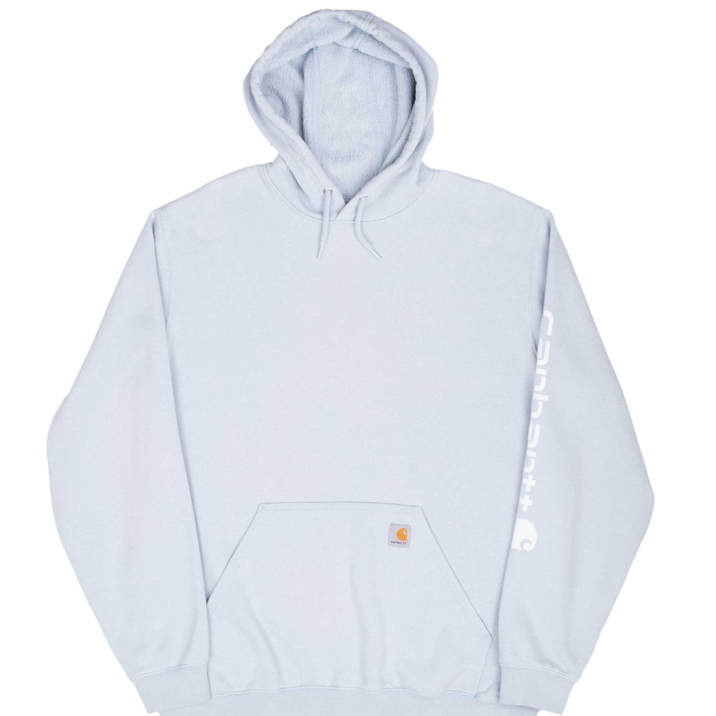 Vintage Carhartt Light Blue Hoodie Sweatshirt 2000S Size XL Tall