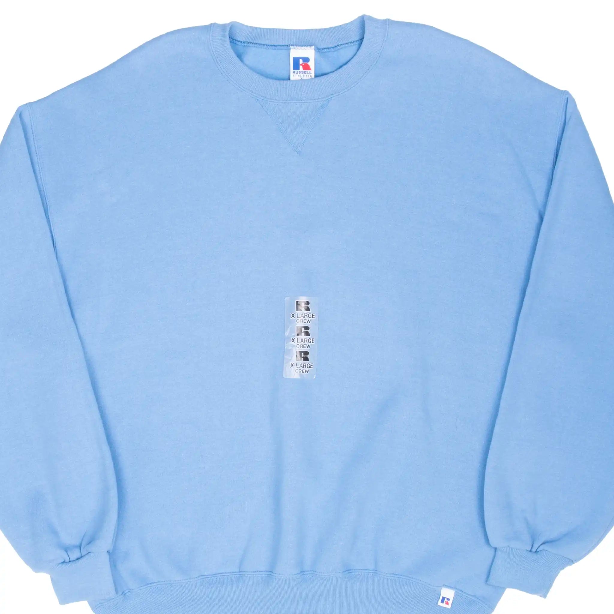 VINTAGE RUSSELL ATHLETIC BLANK BLUE SWEATSHIRT 1990S SIZE XL DEADSTOCK