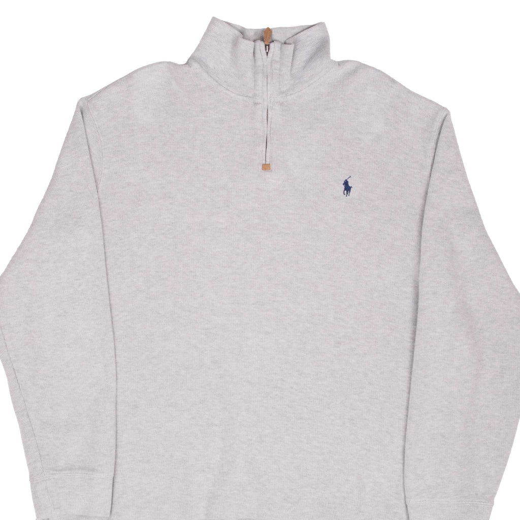 Vintage Polo Ralph Lauren Light Grey Quarter 1/4 Zip Sweater 1990S Size XL