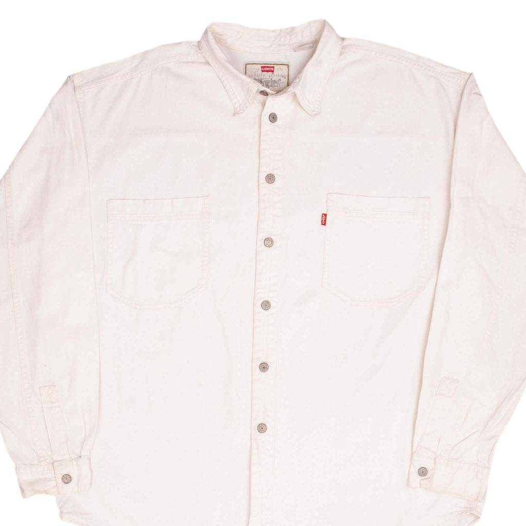 Vintage Levis Denim White Pocket Shirt 1990S Size XL
