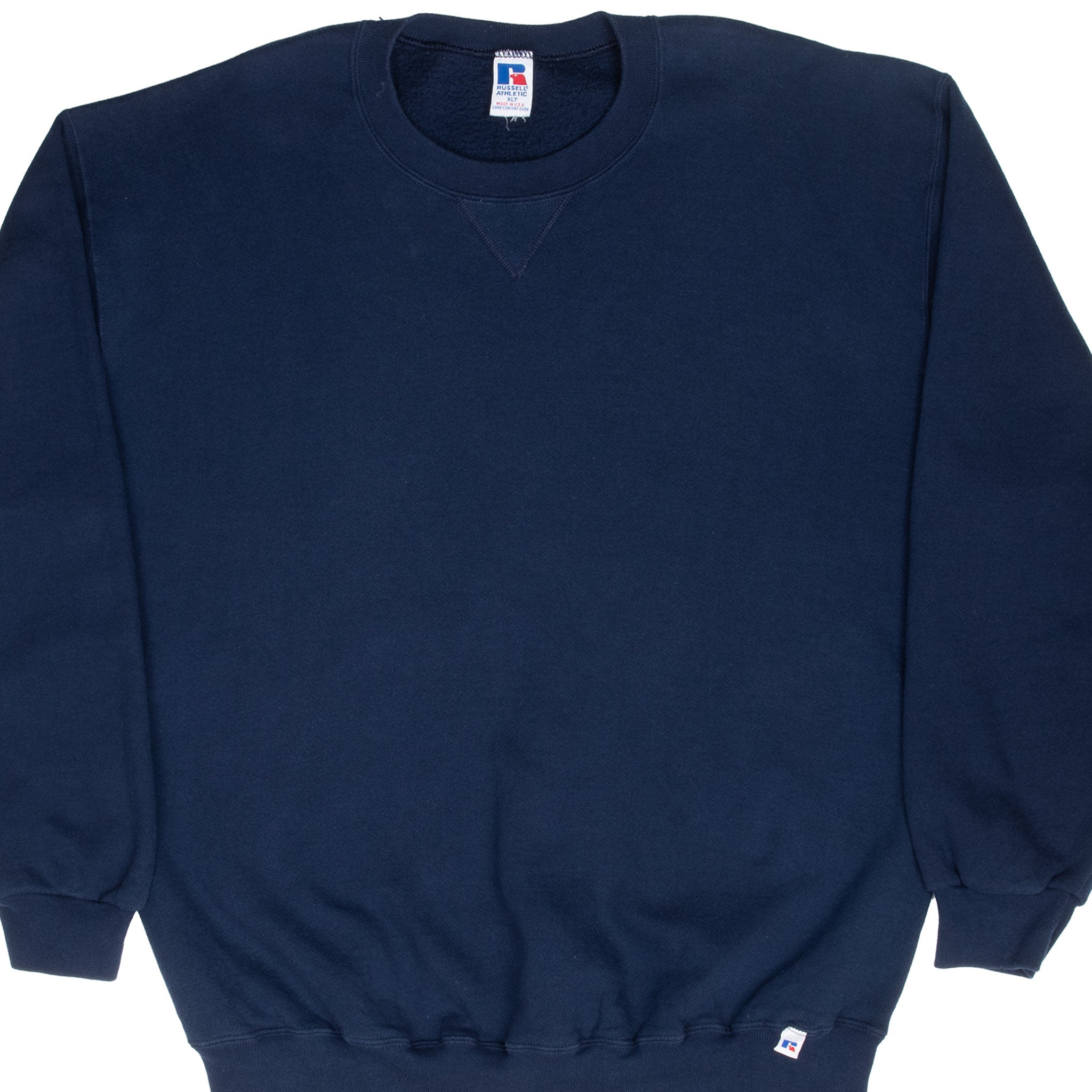Vintage Russell Athletic Blank Navy Blue Sweatshirt 1990S Size XL Tall Made In Usa