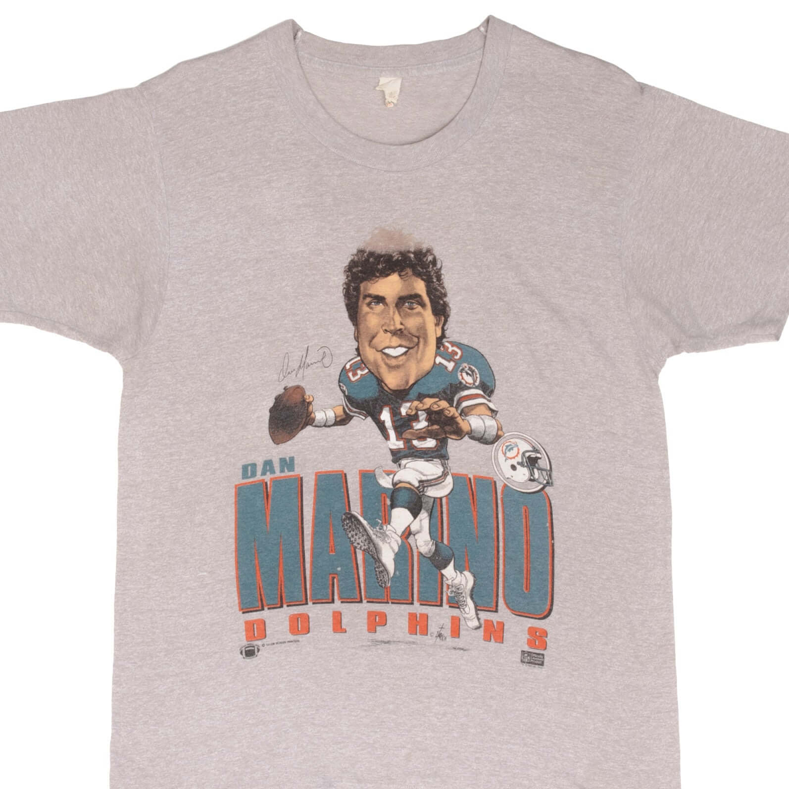 Vintage NFL Miami Dolphins Dan Marino 1987 Tee Shirt Size Medium Made In USA With Single Stitch Sleeves