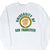 Front of white University of San Francisco sweatshirt with green and gold seal graphic
