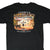 Back of black Harley-Davidson T-shirt with Cowboy's Alamo City graphic and San Antonio, Texas text