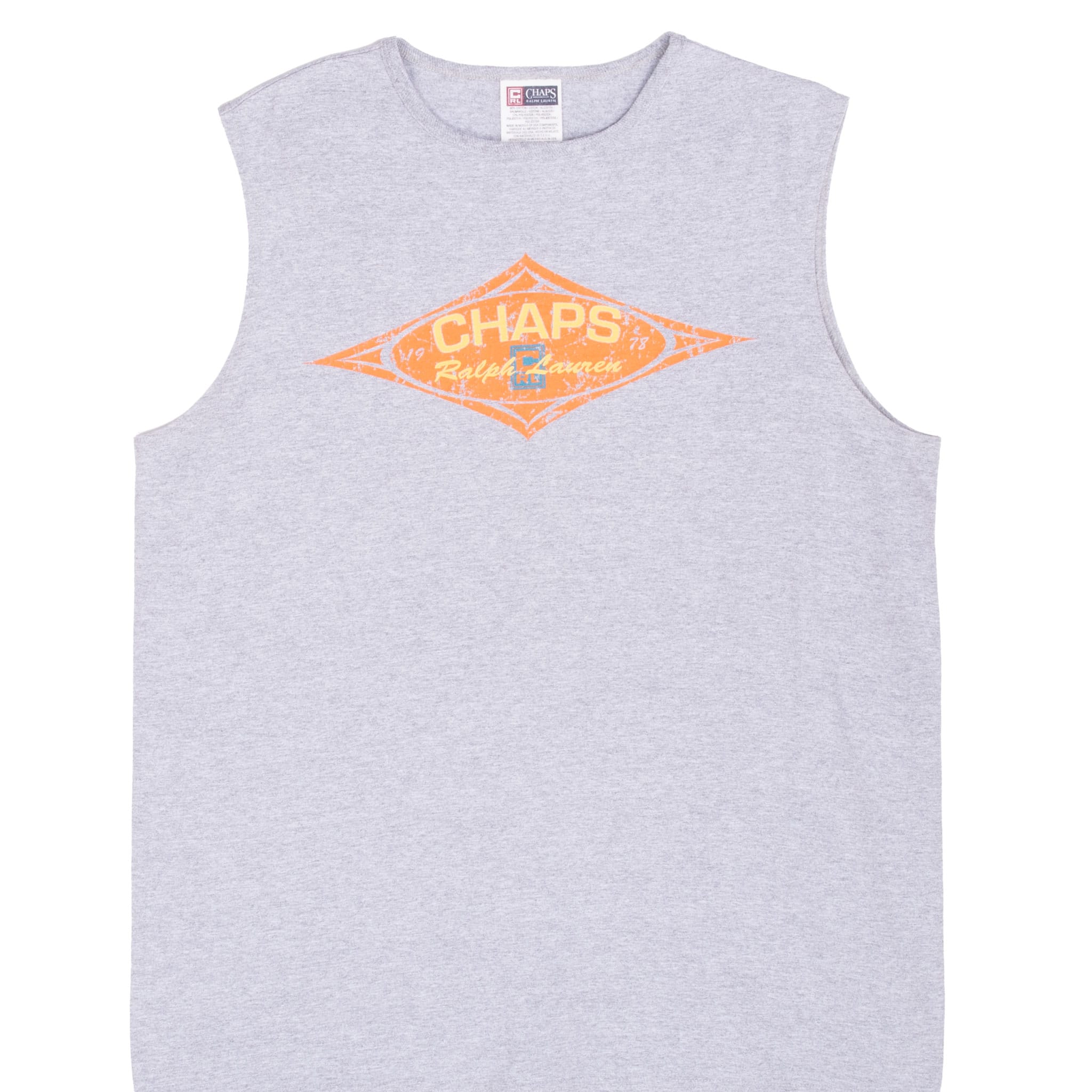 Vintage Chaps Ralph Lauren Grey Tank Top Tee Shirt Size Large