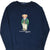 Front of navy Polo Ralph Lauren sweatshirt with preppy Polo Bear graphic