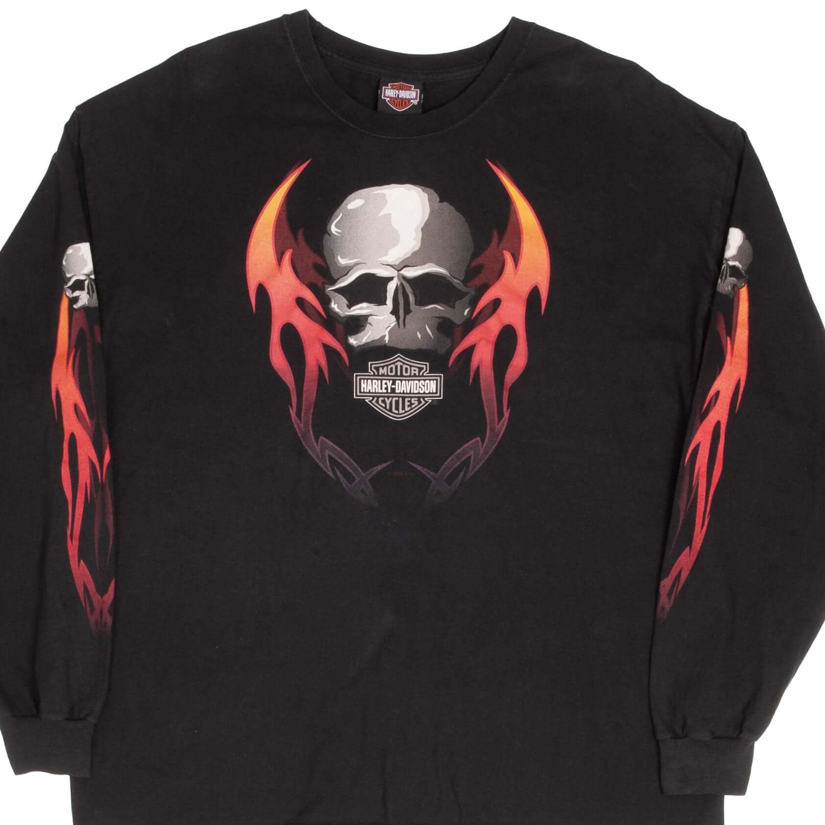 Vintage Harley Davidson Salt Lake City Flame Long Sleeve Tee Shirt 2005 Size XL Made In USA