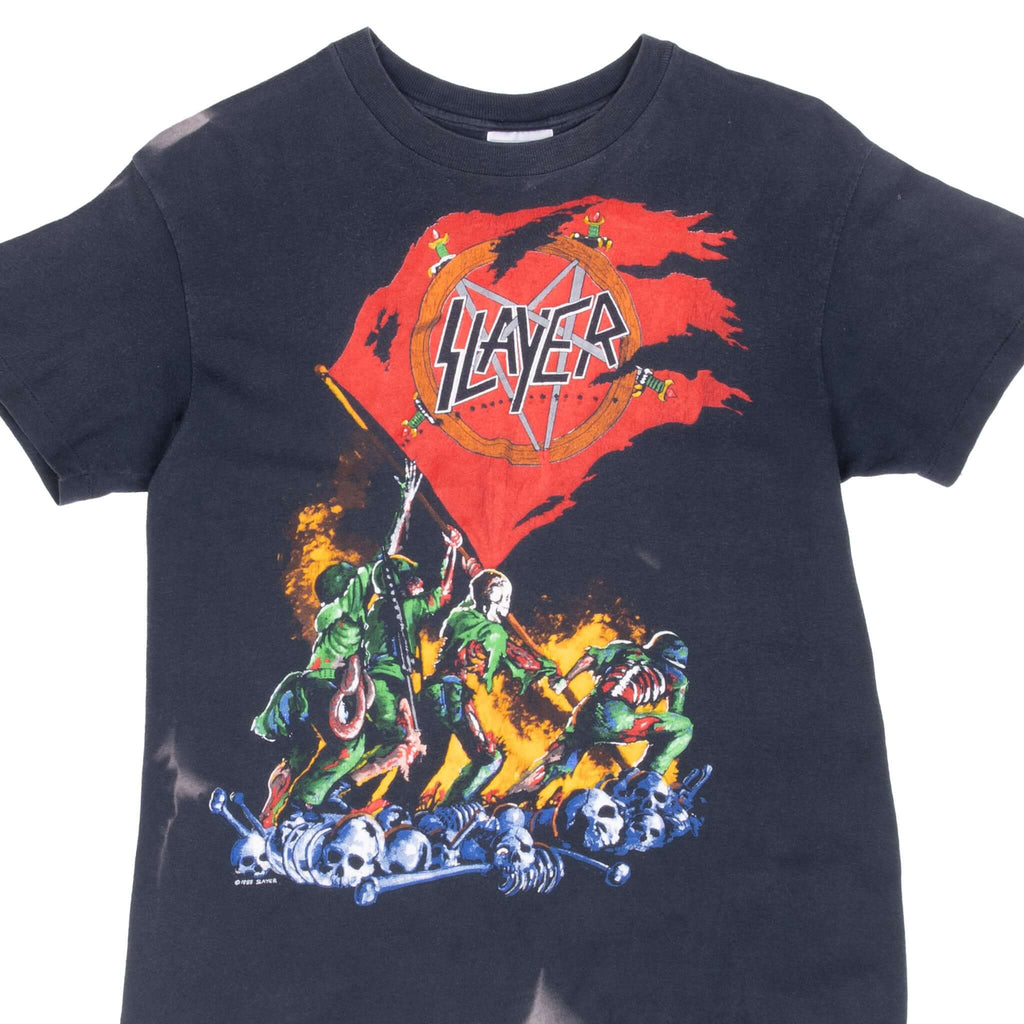 Vintage Slayer World Sacrifice Tour 1989 Hanes Tee Shirt Size Small Made In Usa With Single Stitch Sleeves