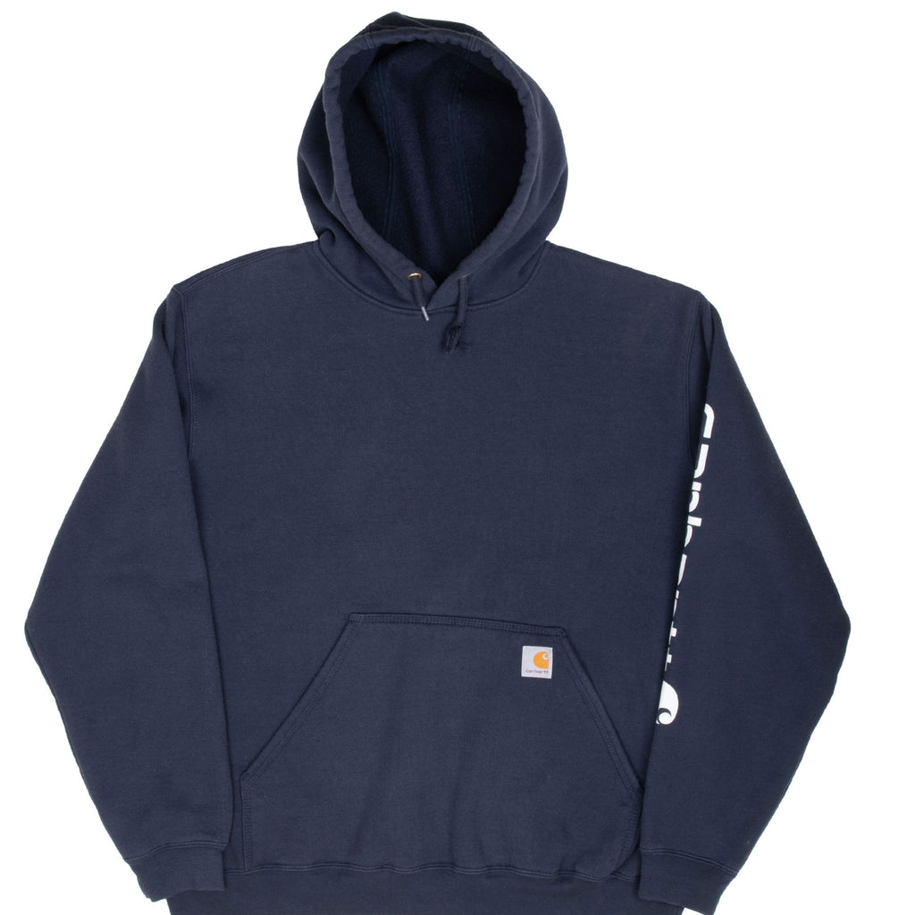 Vintage Carhartt Classic Navy Blue Hoodie Sweatshirt Size Large