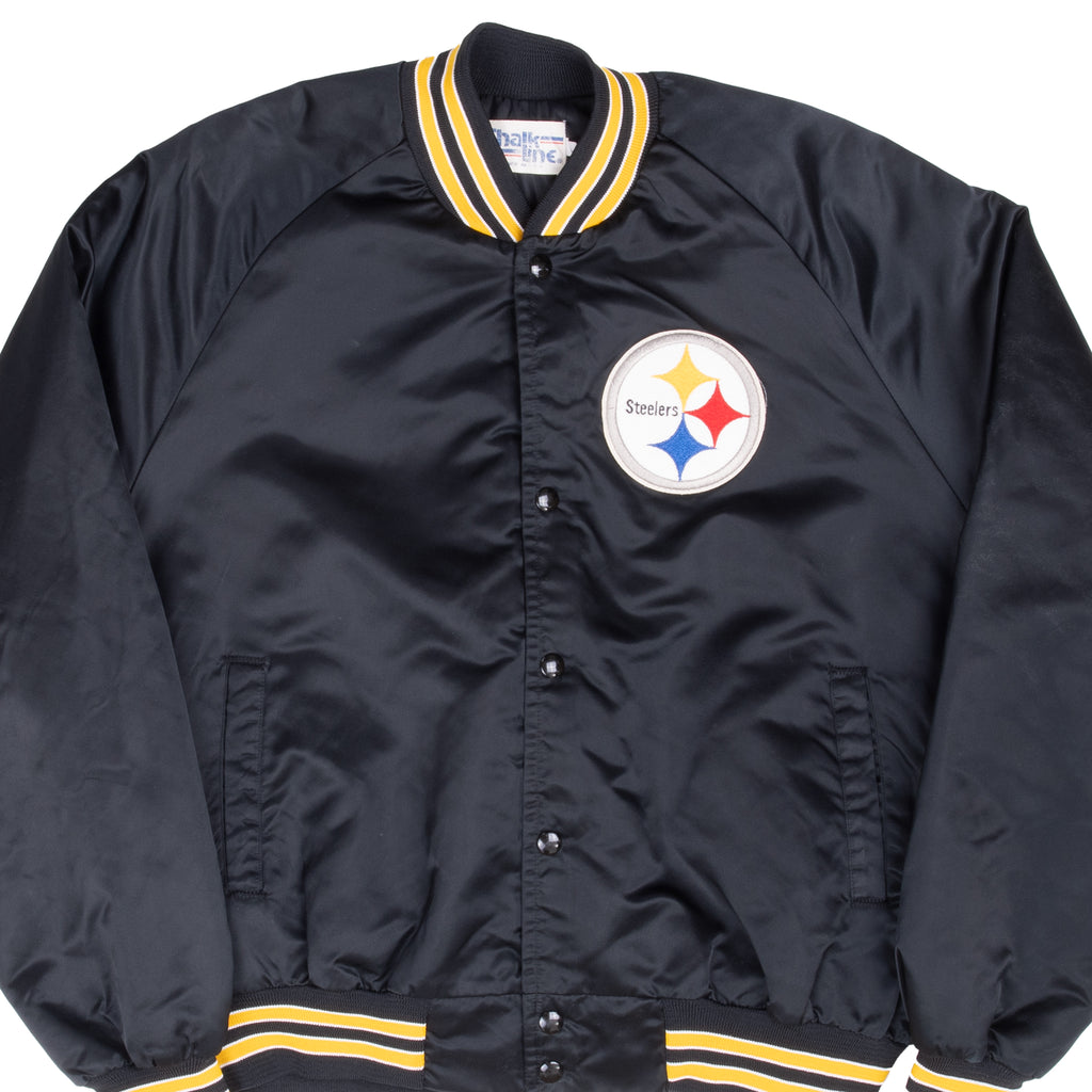 Vintage Nfl Pittsburg Steelers Satin Bomber Jacket 1990S Size Large Made In Usa
