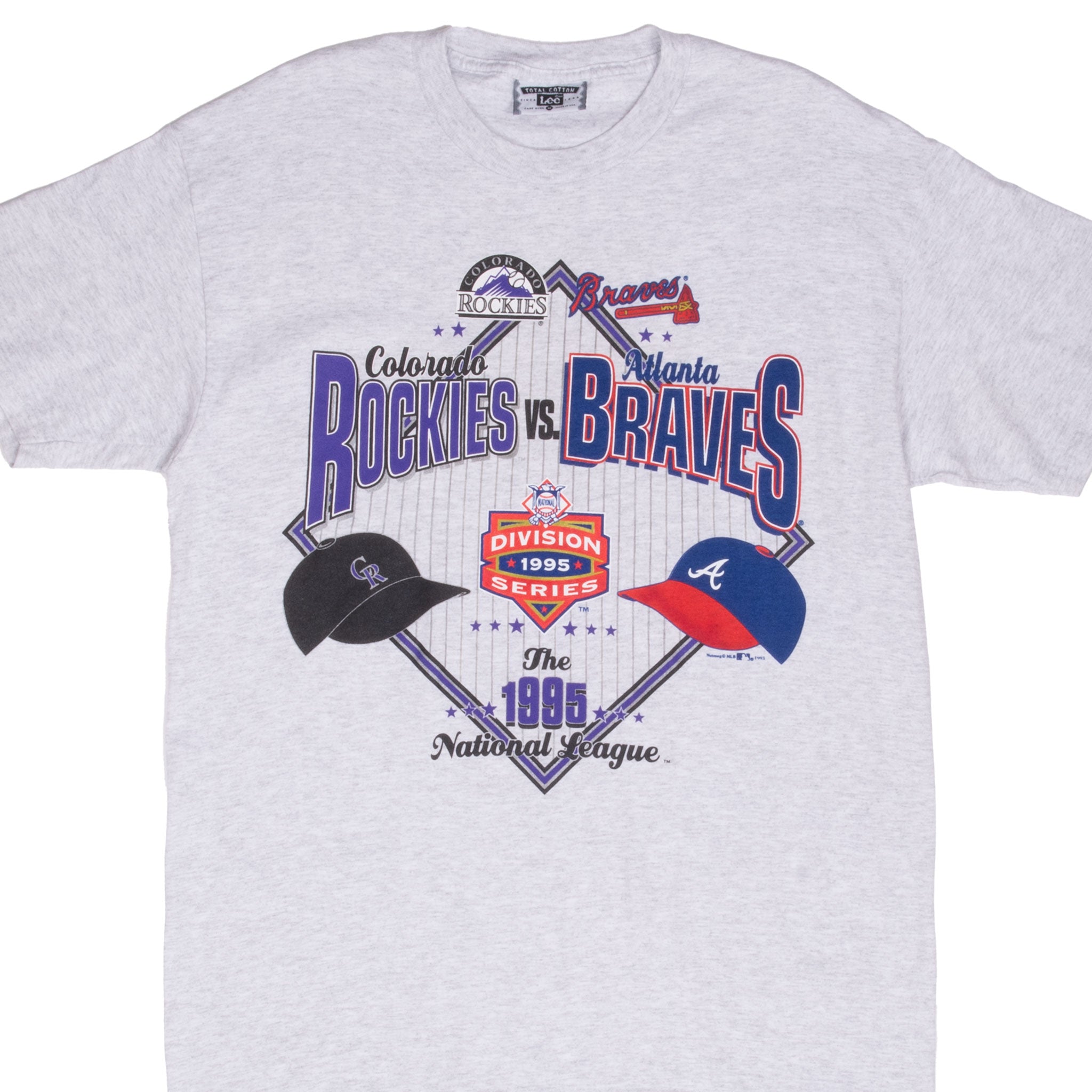 Vintage MLB Rockies Vs Braves 1995 National Finals Tee Shirt Size Medium Made In Usa