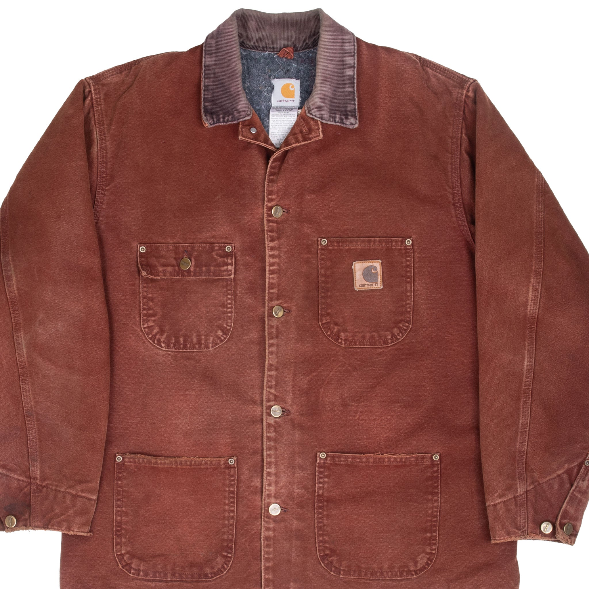 Vintage Carhartt Michigan Style Blanket Lined Crimson Red Jacket 1990S Size Large Made In USA