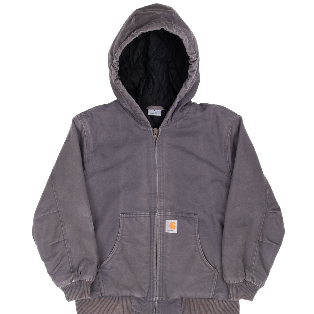 Vintage Carhartt Grey Active Worker Kids Jacket Size Medium Youth(10-12)