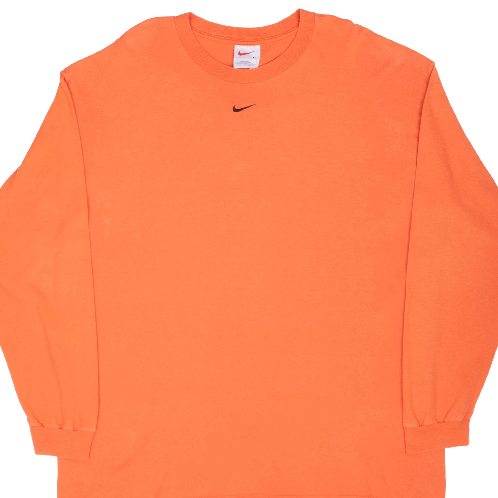 Vintage Nike Center Swoosh Orange Long Sleeve Tee Shirt 1990S Size XL