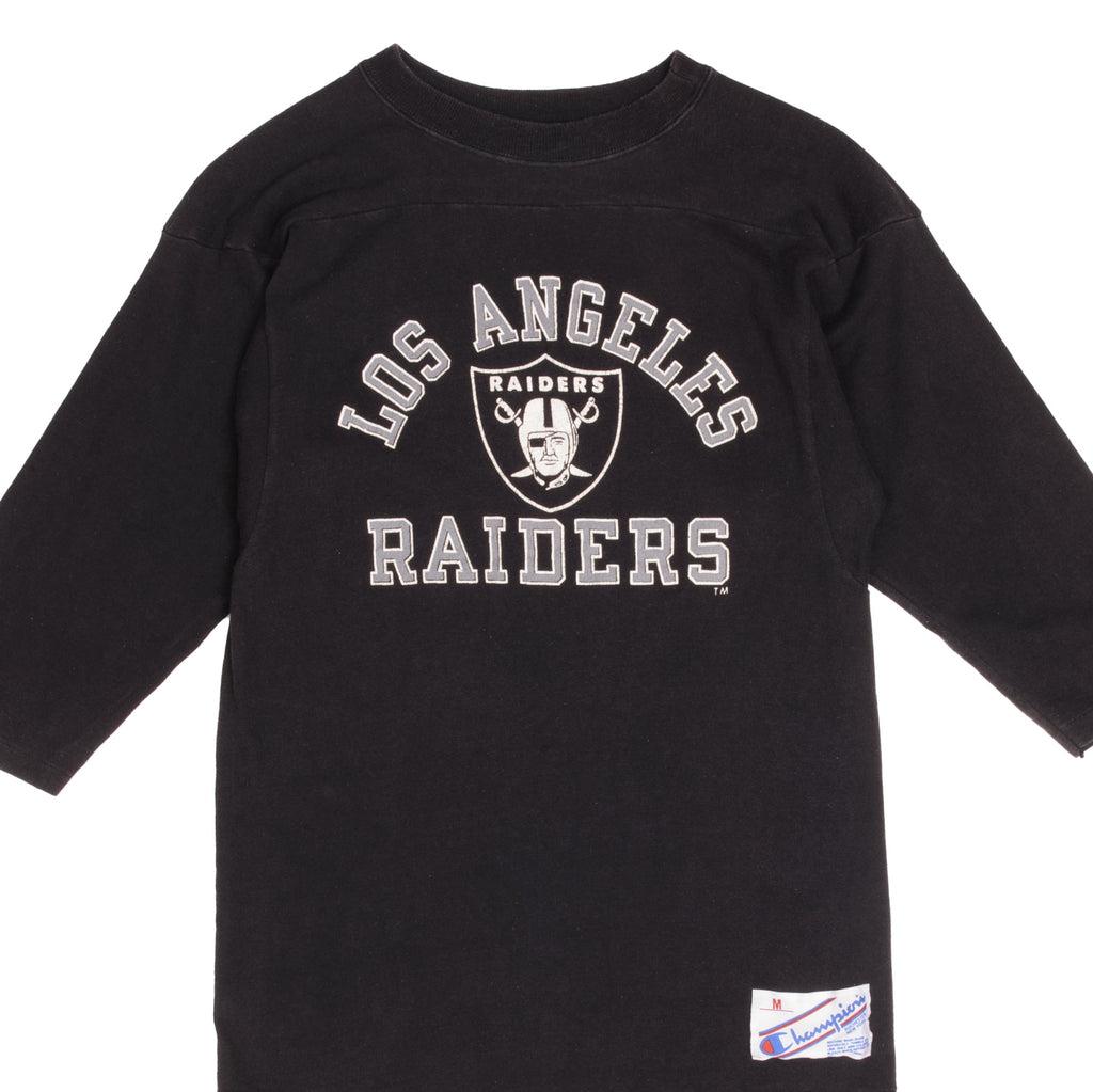 Vintage Champion NFL Los Angeles Raiders 2/3 Sleeves Tee Shirt Early 1980S Size Small Made In USA With Single Stitch Sleeves