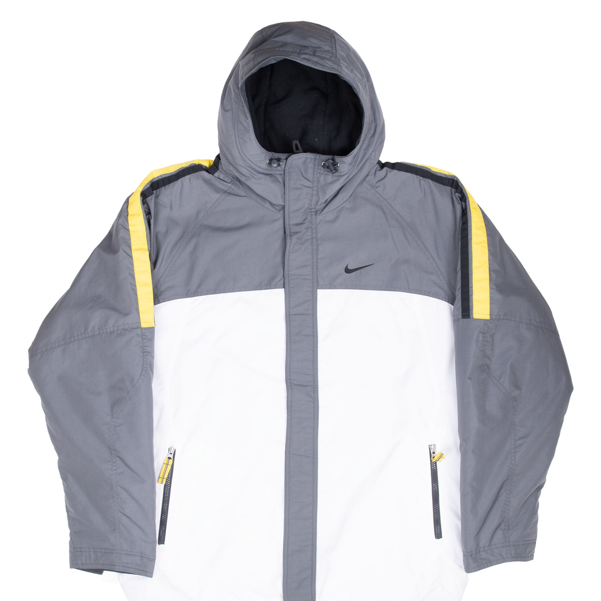 Vintage Nike Classic Swoosh White Grey Heavy Windbreaker Jacket 2000S Size XL