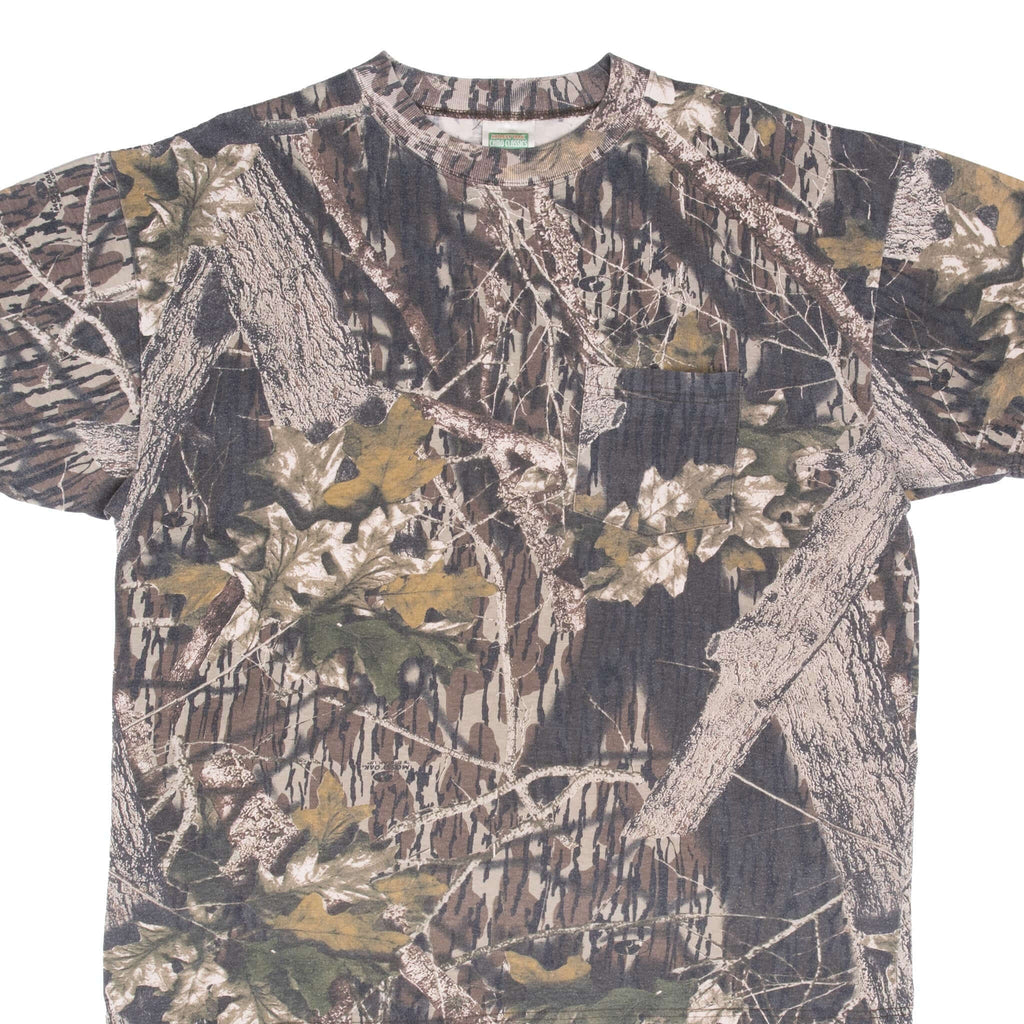 Vintage Hunting Mossy Oak Break Up Camo Pocket Tee Shirt Size XL