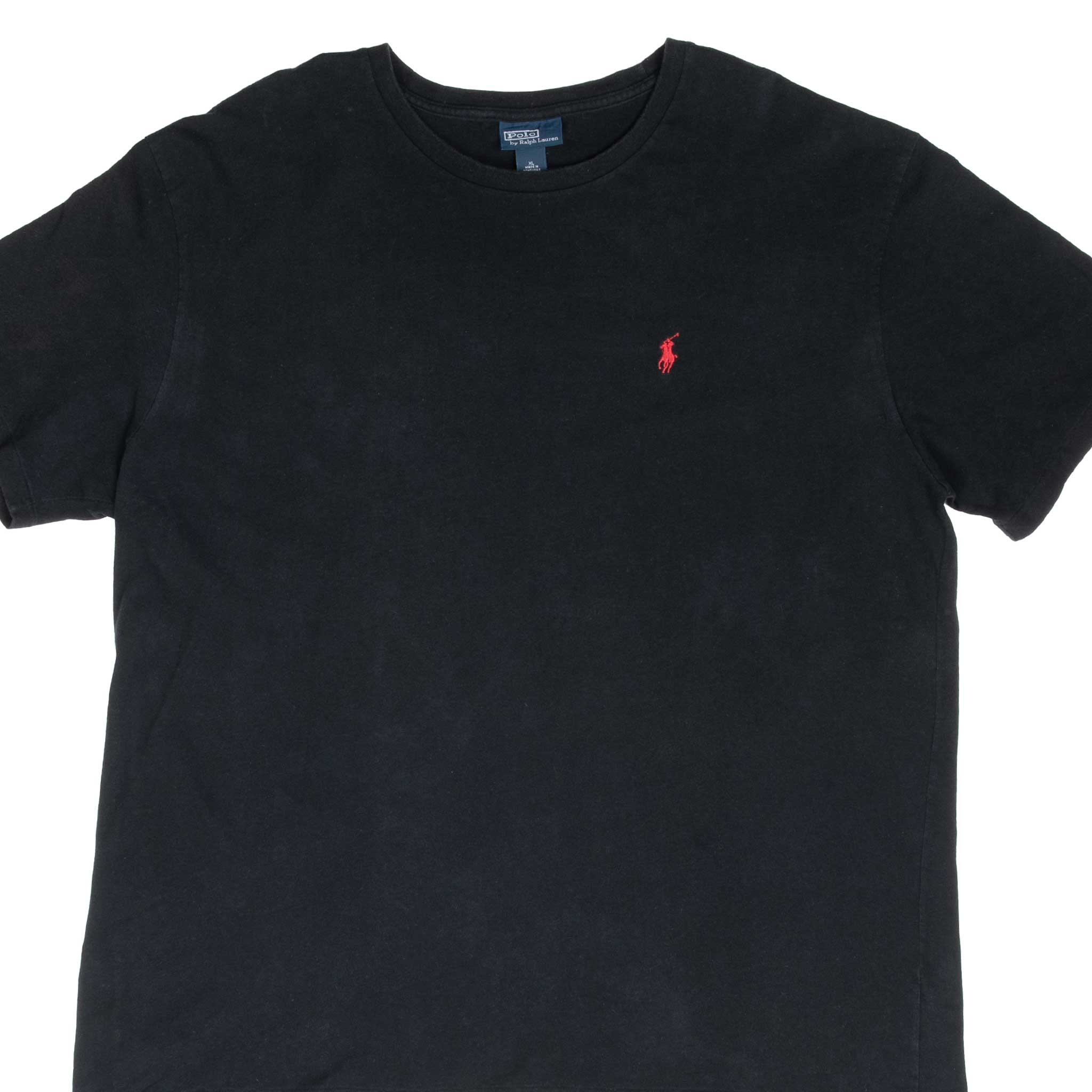 Vintage Polo Ralph Lauren Black Classic Tee Shirt 1990S Size XL With Single Stitch Sleeves